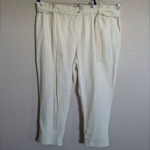G by Giuliana Black Label Women Size 3X Linen Blend Pullon Pants St Leg Cream 